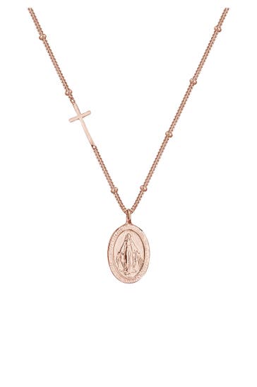 ELLI Kette Kugelkette Kreuz Marienbild 925 Sterling Silber Rosegold