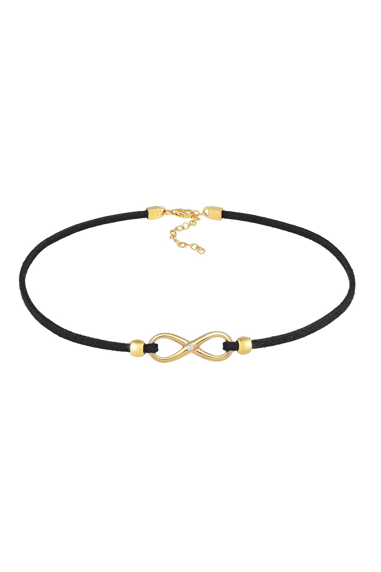 ELLI Kette Infinity Zirkonia Leder synthetisches 925 Silber Gold, Bild 1