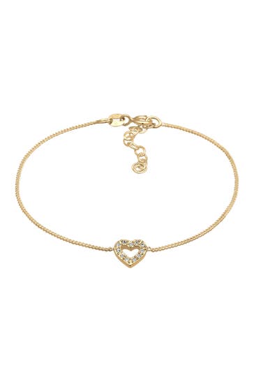 ELLI Armband Herz Romantik Weiß 925 Sterling Silber, mit Kristallen von Swarovski® Gold
