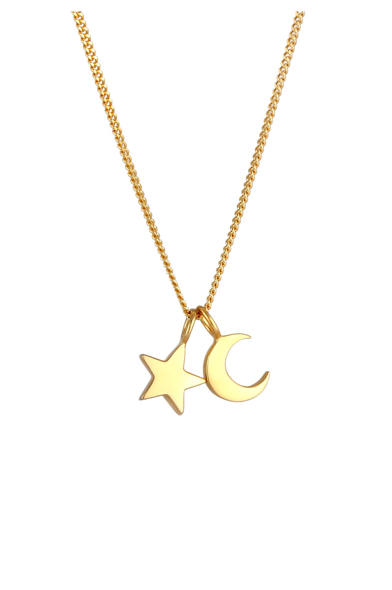 ELLI Kette Stern Mond Anhänger Astro Basic 925 Silber Gold, Bild 1