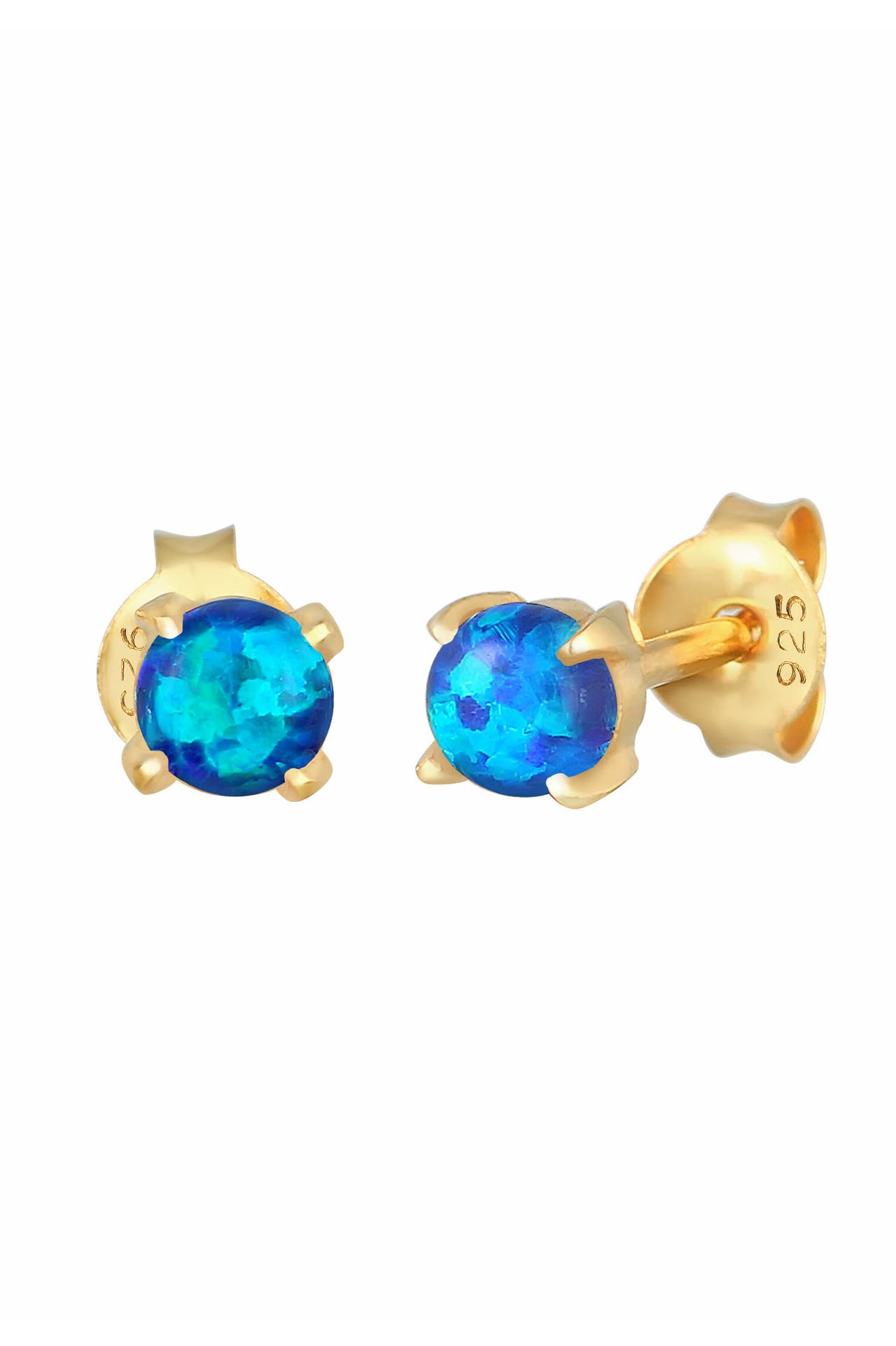 ELLI Ohrringe Stecker Opal Rund Synthetisch 925 Silber Dunkelblau, Bild 1