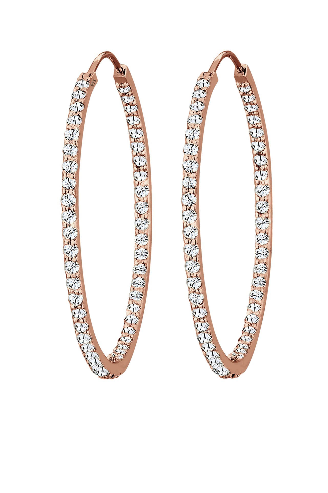 ELLI PREMIUM Ohrringe Creolen Weiß 925 Sterling Silber, mit Kristallen von Swarovski® Rosegold, Bild 1