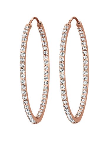 ELLI PREMIUM Ohrringe Creolen Weiß 925 Sterling Silber, mit Kristallen von Swarovski® Rosegold
