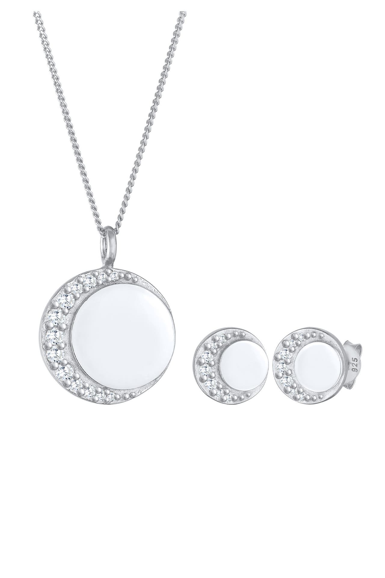 NENALINA Schmuckset Mond Plättchen Coin Astro Zirkonia 925 Silber Silber, Bild 1