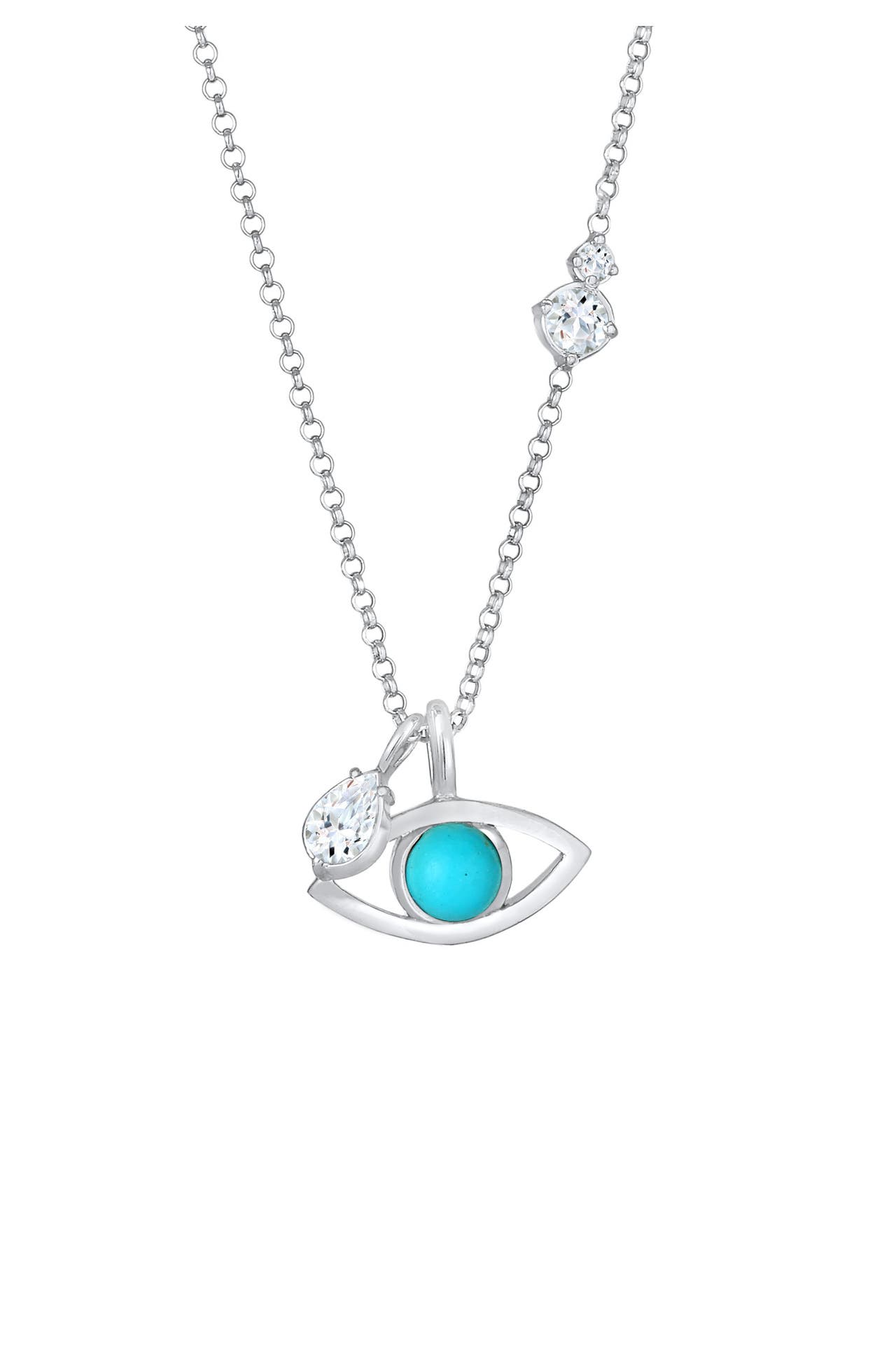 ELLI PREMIUM Kette Evil Eye Türkis Solitär Topas Tropfen 925 Silber Silber, Bild 1