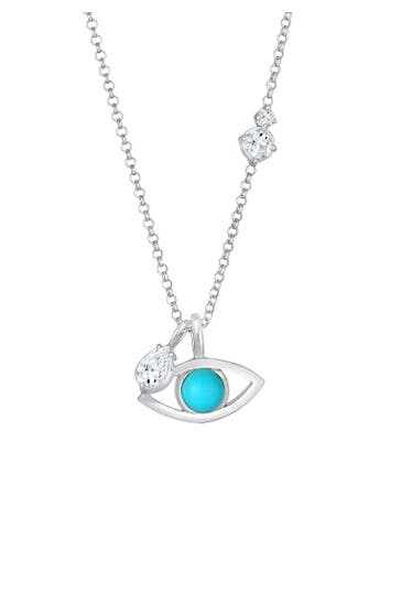 ELLI PREMIUM Kette Evil Eye Türkis Solitär Topas Tropfen 925 Silber Silber