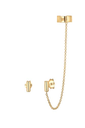 ELLI Ohrringe Earcuff Klemme Asymmetrisch Minimal Geo 925 Silber Gold