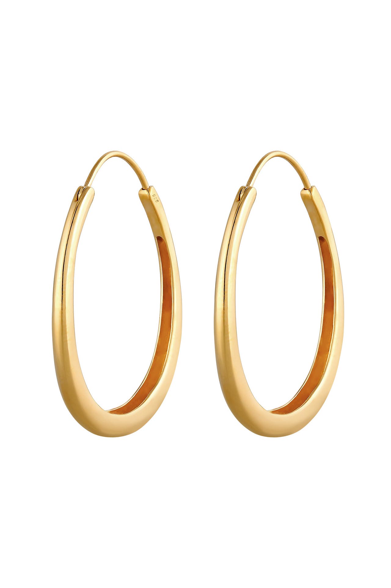 ELLI Ohrringe Creolen Hänger Oval Geo Basic Trend Big 925 Silber Gold, Bild 1