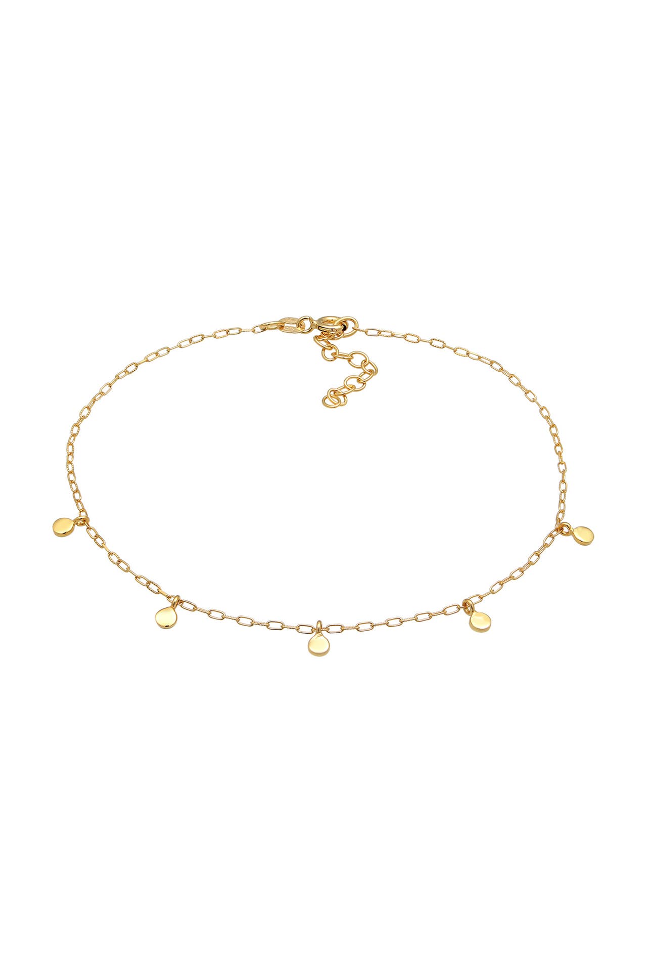 ELLI Fusskettchen Plättchen Gliederkette 925 Silber Gold, Bild 1