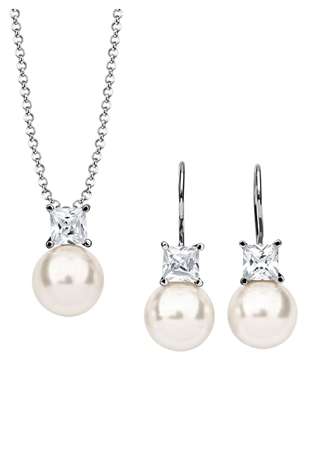NENALINA Schmuckset Zirkonia Synthetische Perle 925 Silber Silber, Bild 1