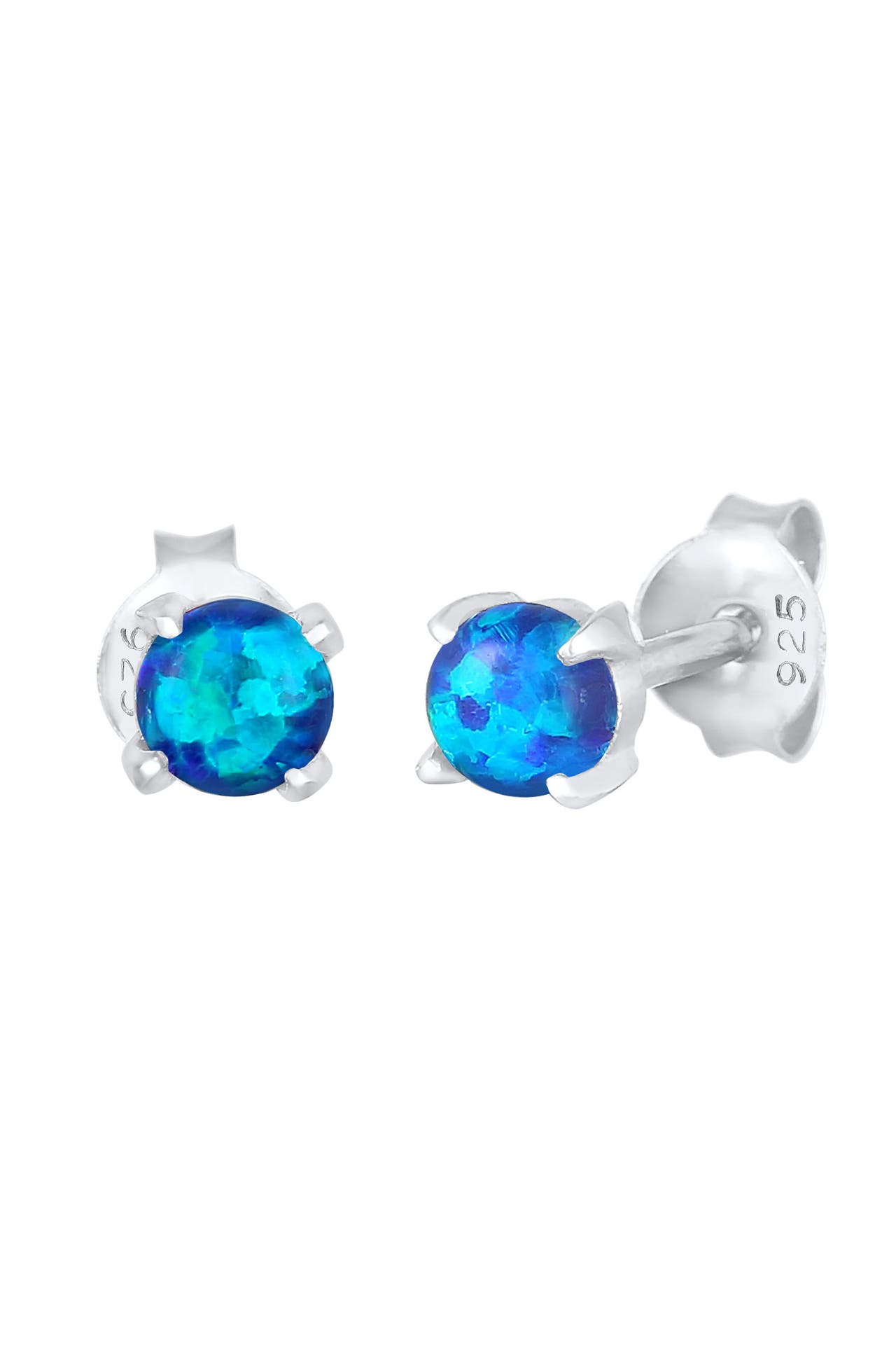 ELLI Ohrringe Stecker Opal Rund Synthetisch 925 Silber Blau, Bild 1