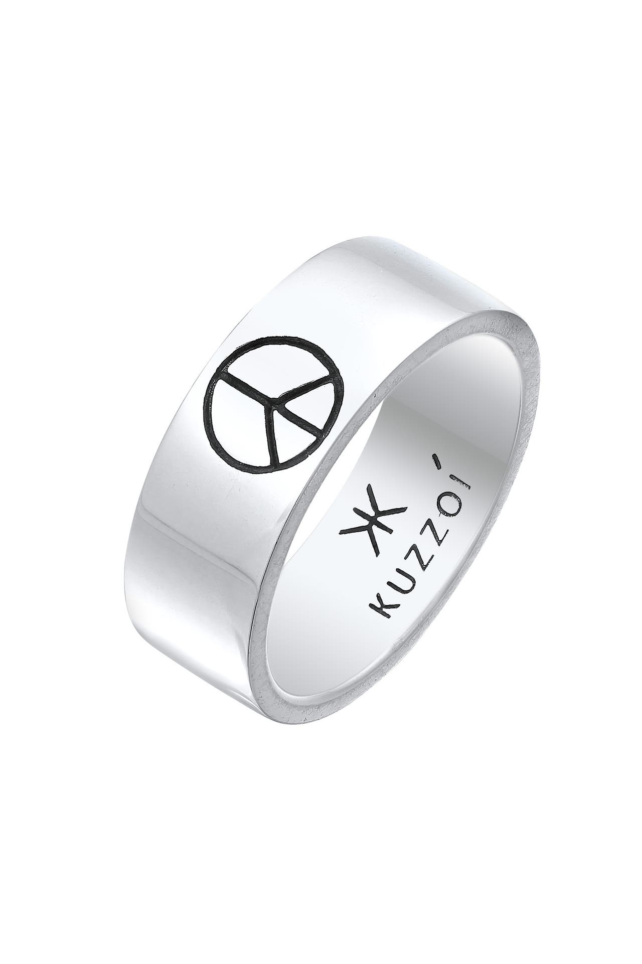 KUZZOI Ring Herren Bandring Peace Oxidiert 925 Silber Silber, Bild 1