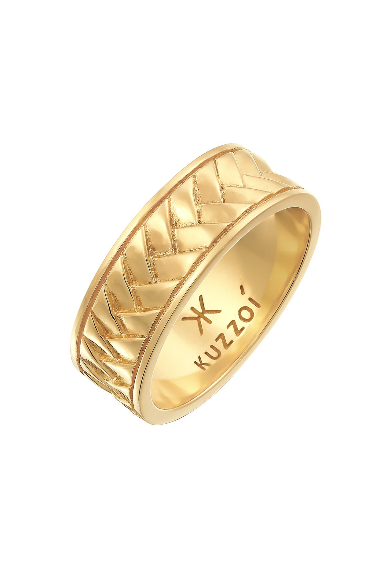 KUZZOI Ring Bandring Fischgräten 925 Silber Gold, Bild 1