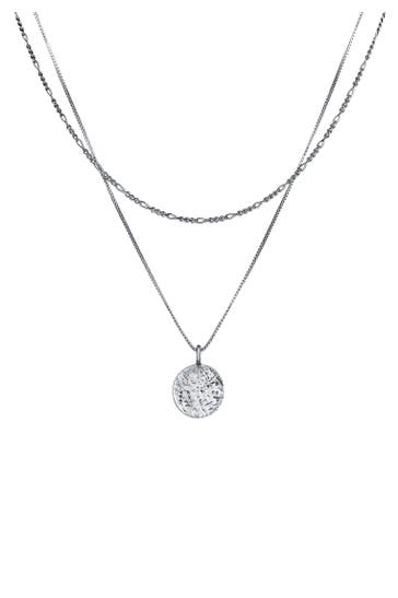 KUZZOI Kette Herren Layer Figaro Venezianer Plättchen 925 Silber Schwarz