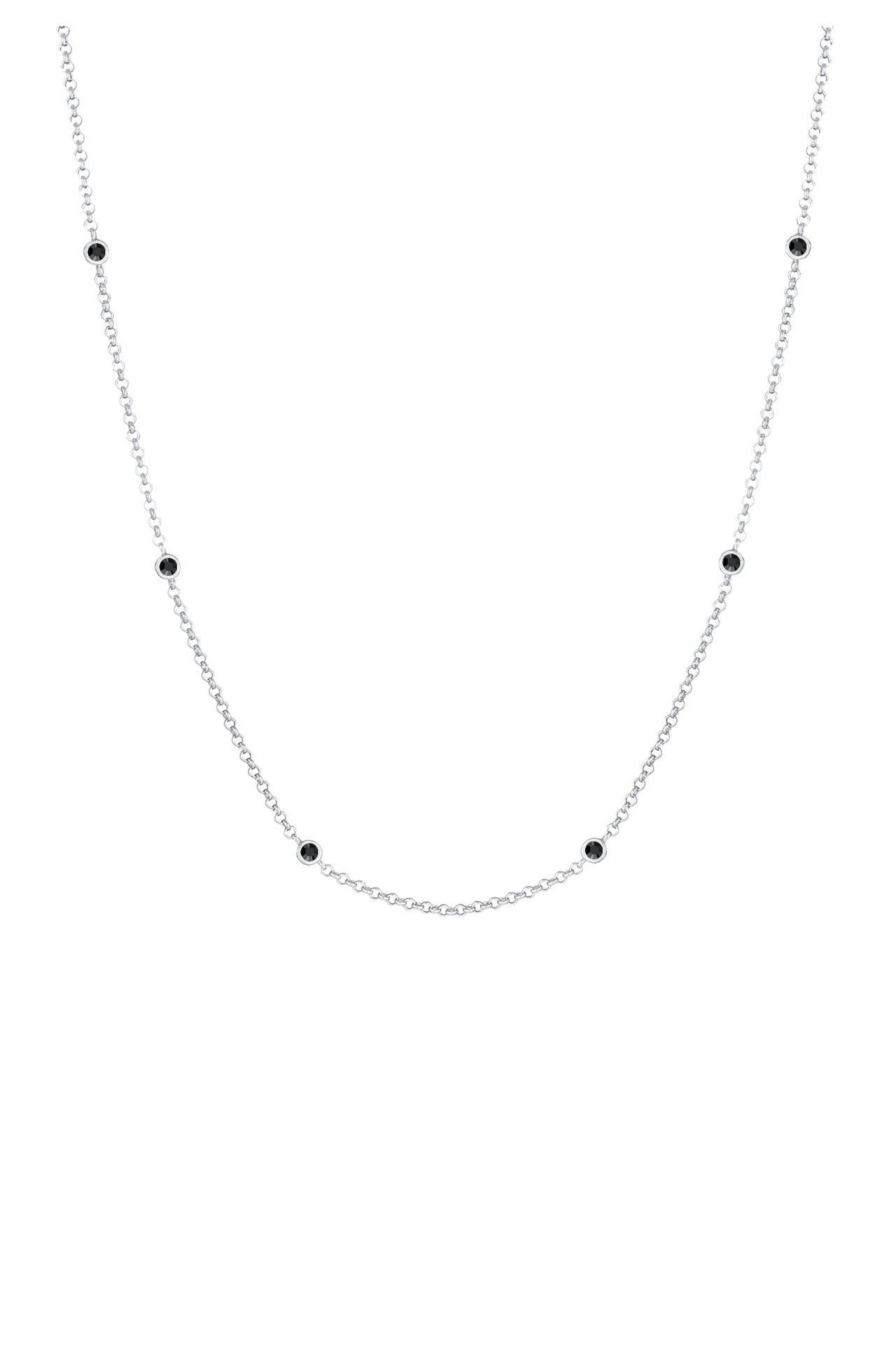 ELLI Kette Solitär Glamourös Schwarz 925 Silber, mit Kristallen von Swarovski® Silber, Bild 1