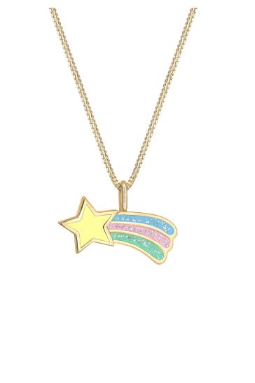 ELLI Halskette Kinder Sternschnuppe Emaille Pastell 925 Silber vergoldet