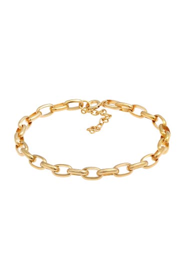 NENALINA Armband Charm Armband Glieder Oval Basic 925 Silber Gold