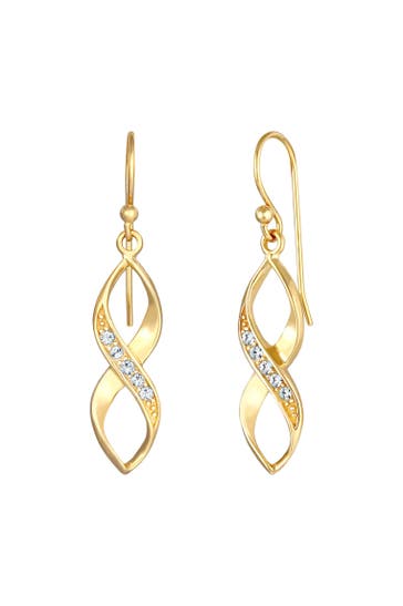 ELLI Ohrringe Hänger Infinity Zart 925 Silber, mit Kristallen von Swarovski® Gold