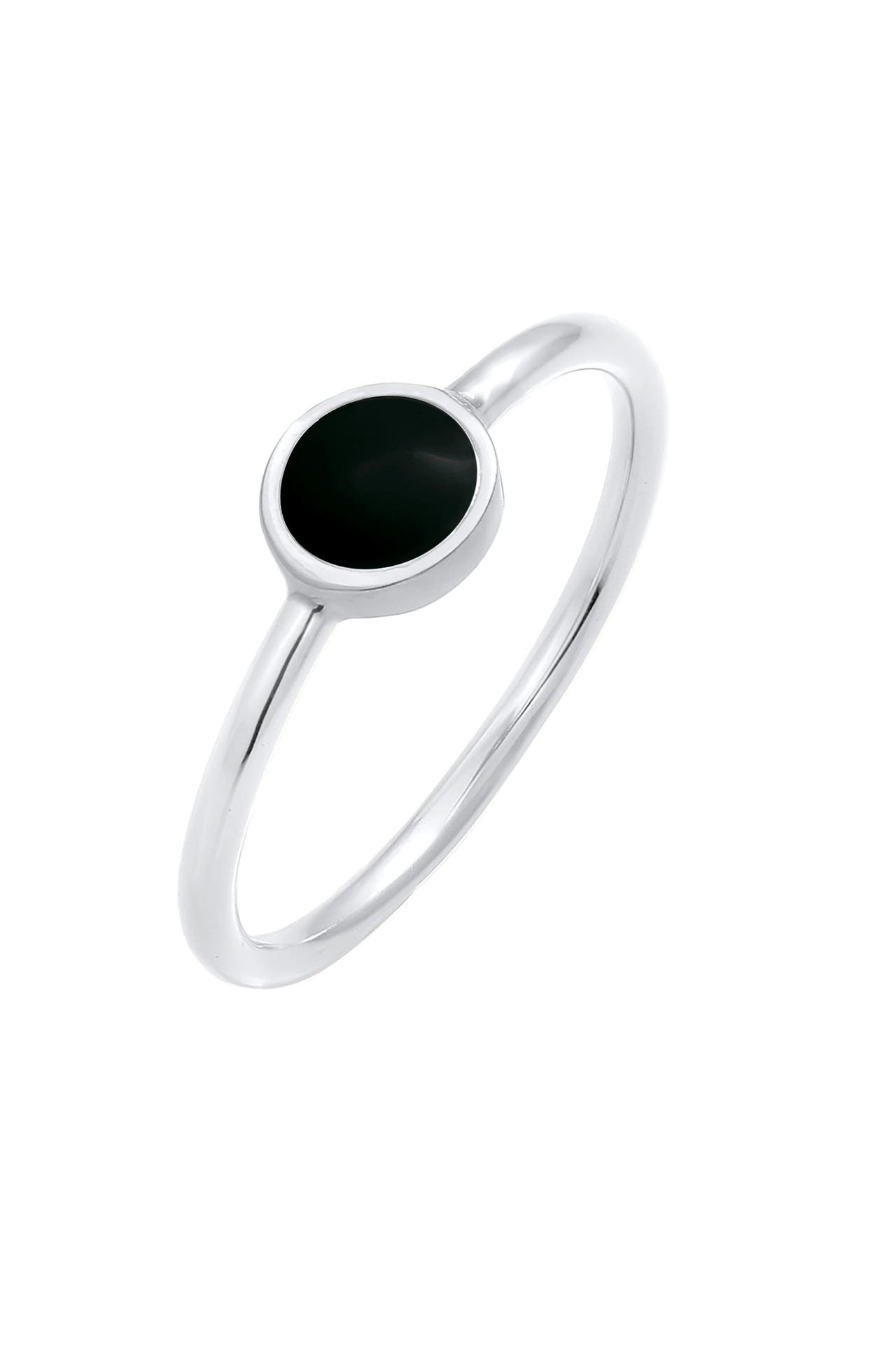 ELLI Ring Solitär Stapelring Emaille 925 Silber Schwarz, Bild 1