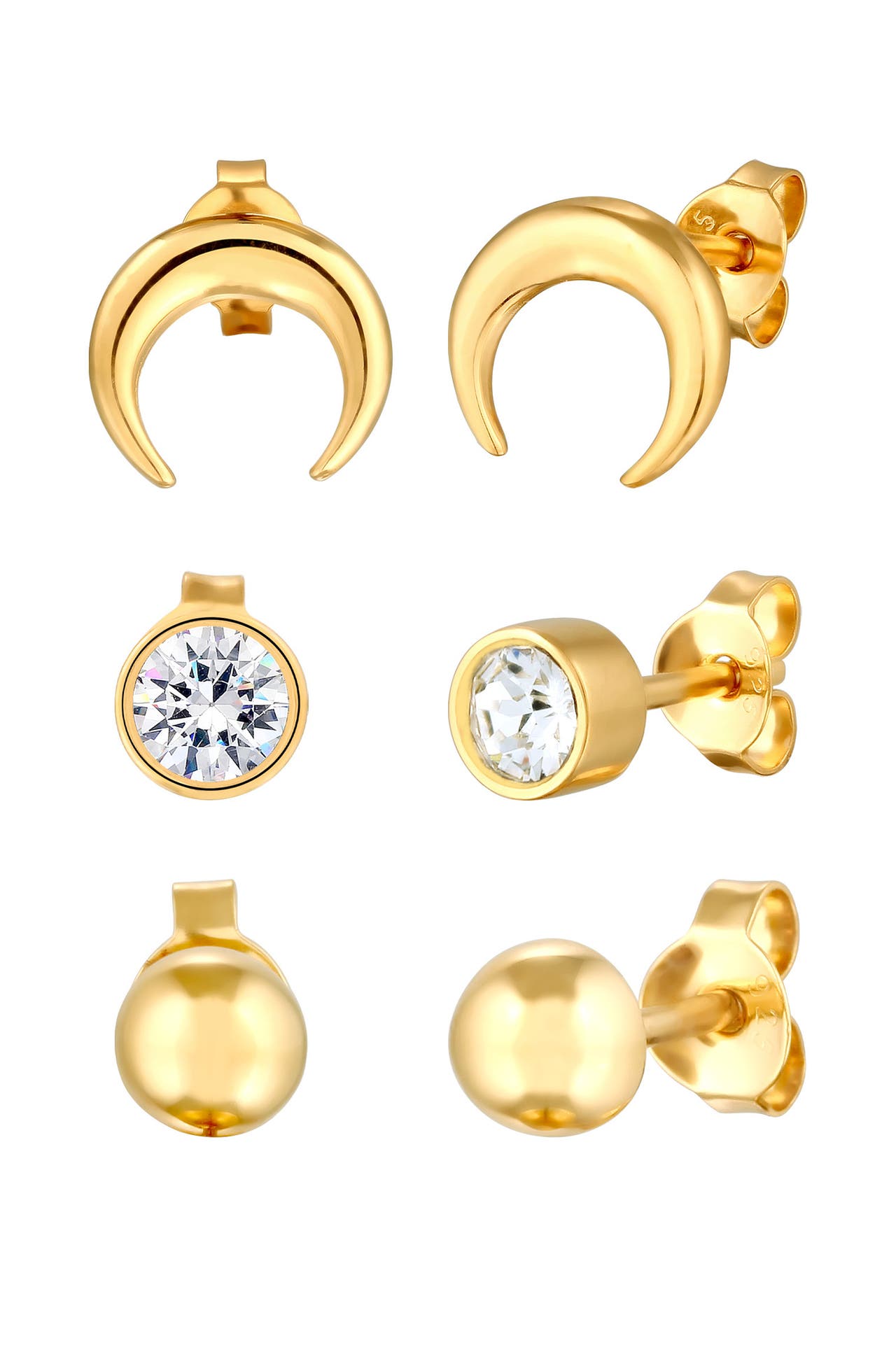ELLI Ohrringe Ohrstecker Set Halbmond Astro 925 Sterling Silber, mit Kristallen von Swarovski® Gold, Bild 1