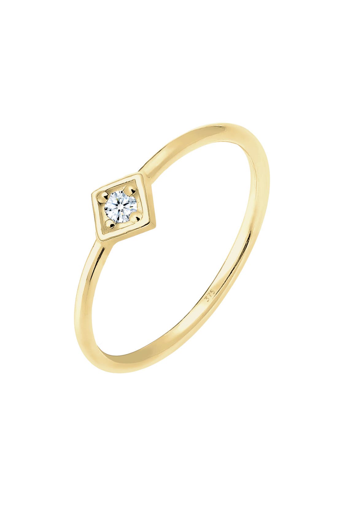 ELLI DIAMONDS Ring Quadrat Diamant Weiß Brillantschliff (0.03 ct) 375 Gelbgold Gold, Bild 1