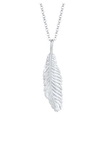 KUZZOI Kette Herren Feder Vogel 925 Silber Grau