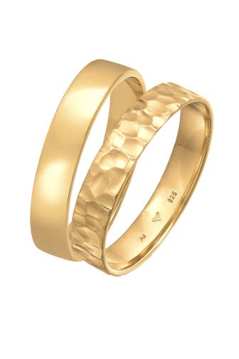 KUZZOI Ring Kuzzoi Ring Set Basic Gehämmert 925 Silber Gold