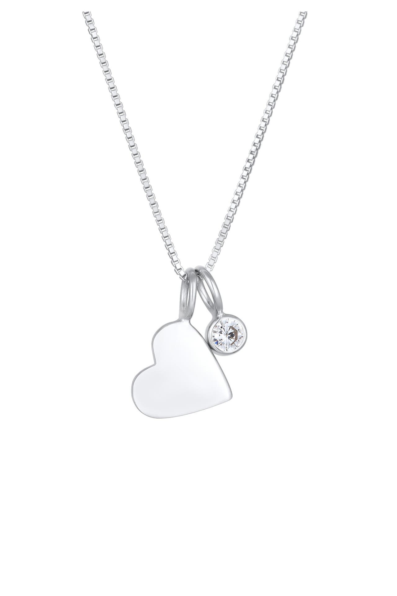 ELLI Kette Herz Anhänger Zirkonia Solitär Liebe 925 Silber, mit Kristallen von Swarovski® Silber, Bild 1