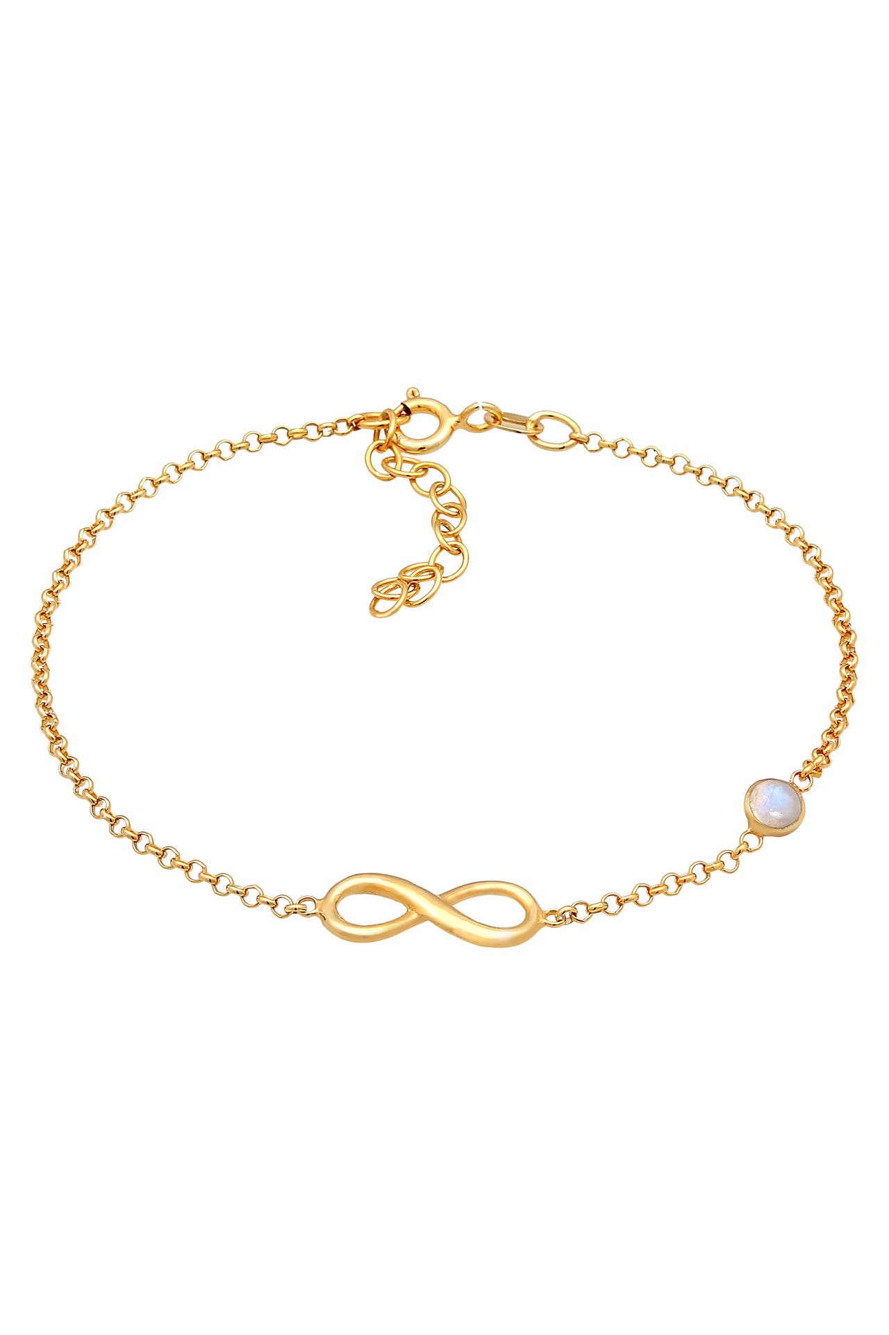 ELLI Armband Infinity Unendlich Zeichen Mondstein 925 Silber Gold, Bild 1