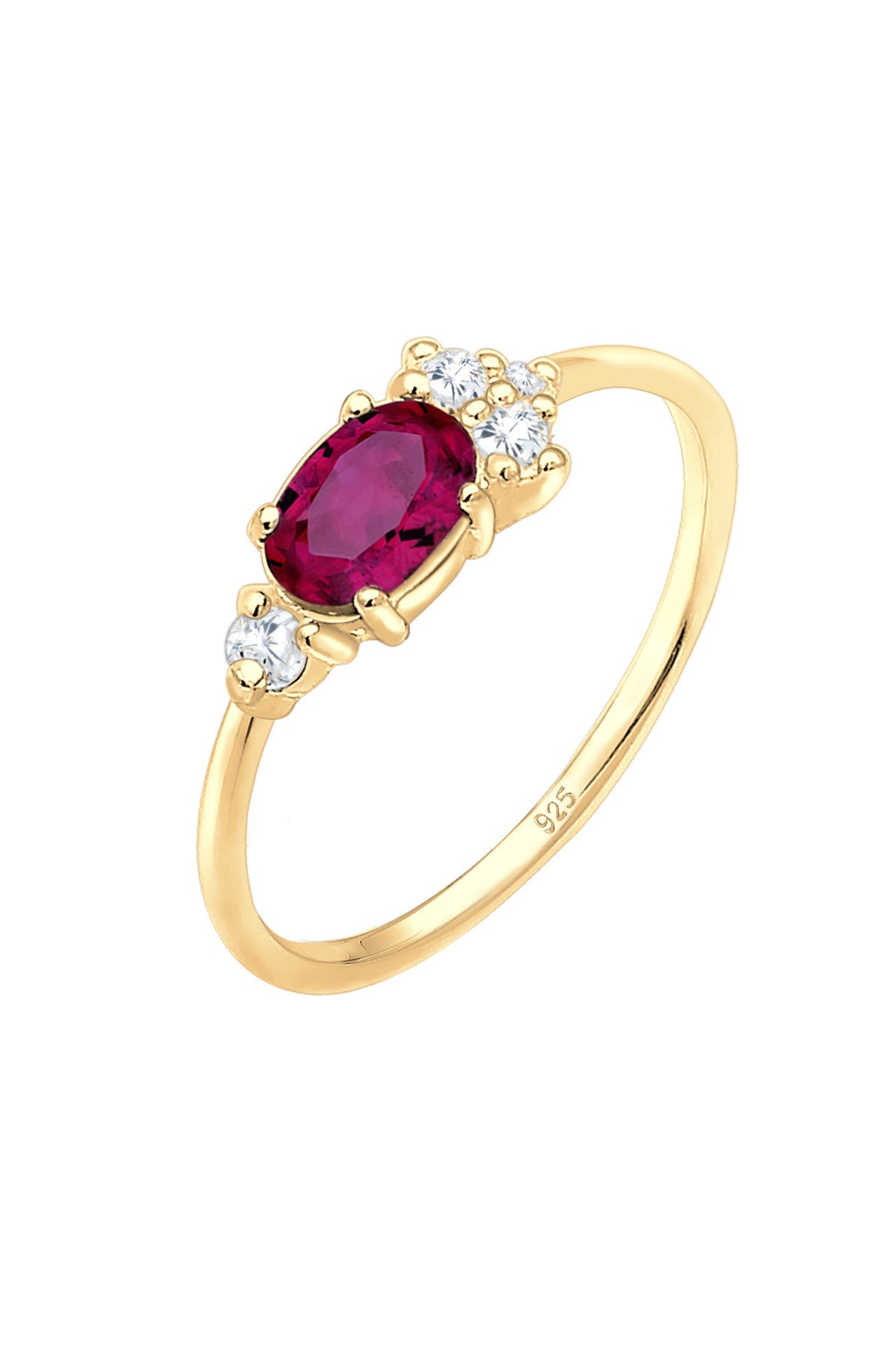 ELLI PREMIUM Ring Zirkonia Synthetischer Rubin Pink 925 Sterling Silber vergoldet Rot, Bild 1