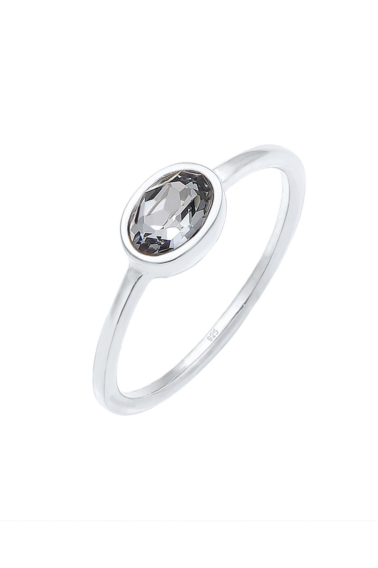 ELLI Ring Oval Glas Kristalle Grau 925 Sterling Silber Silber, Bild 1