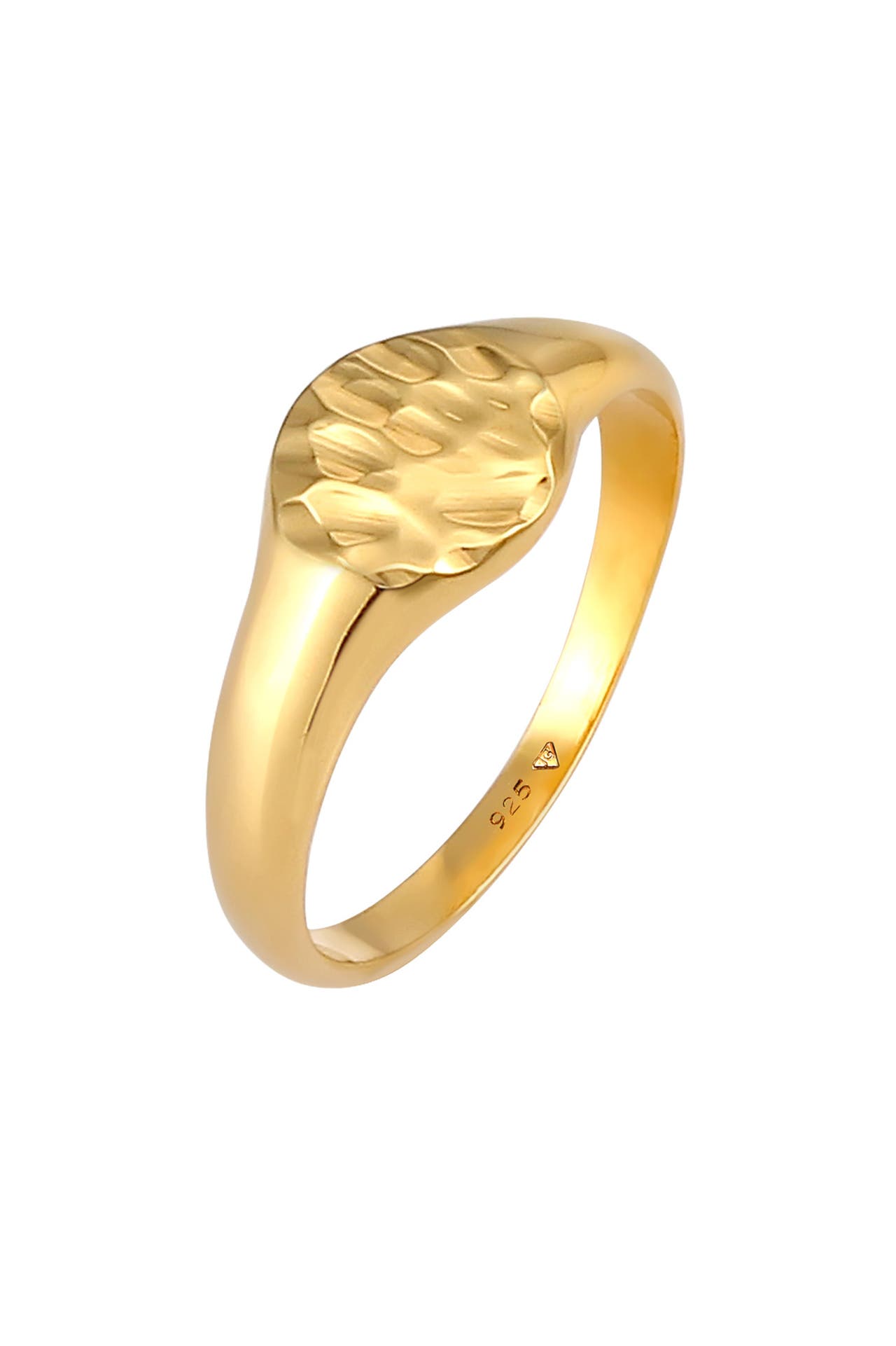 ELLI Ring Siegelring Hammerschlag Trend 925 Silber Gold, Bild 1