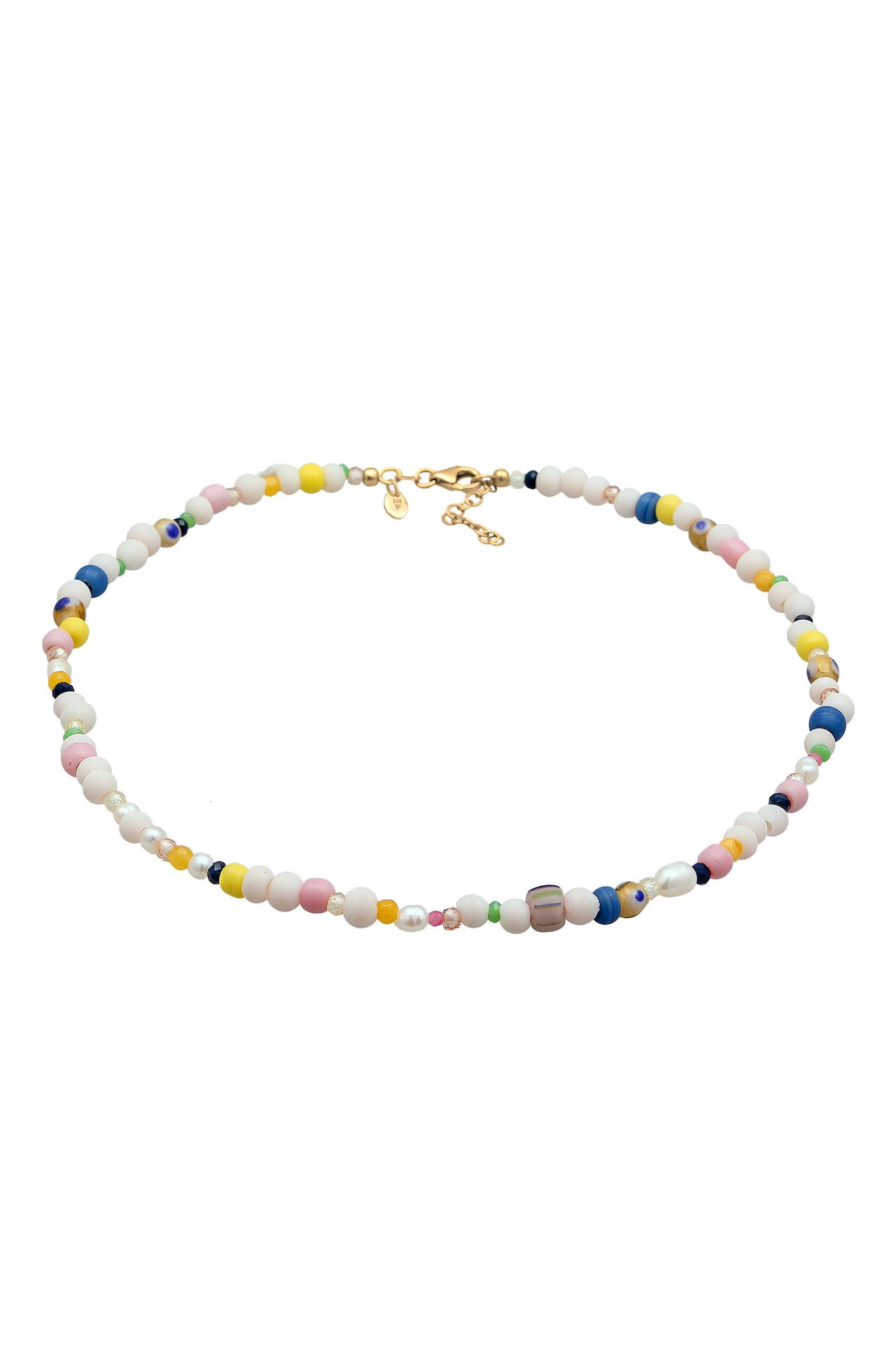ELLI PREMIUM Kette Choker Kette Bead Perlen Bunt Sommermix 925 Silber Bunt, Bild 1
