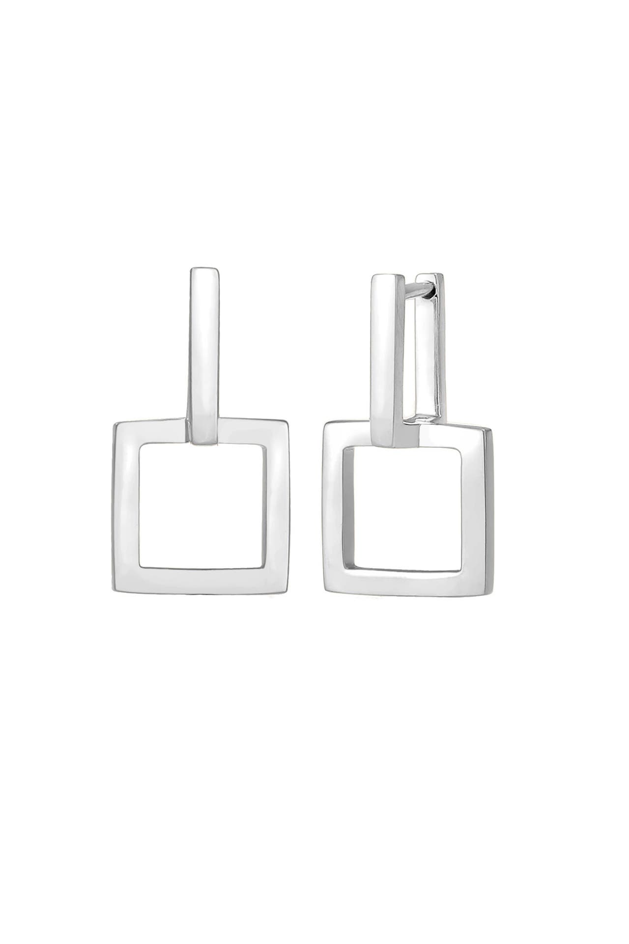 ELLI Ohrringe Creolen Eckig Quadrat 925 Silber Silber, Bild 1