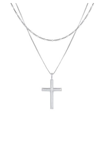 KUZZOI Kette Herren Layer Kreuz Religion 925 Silber Silber