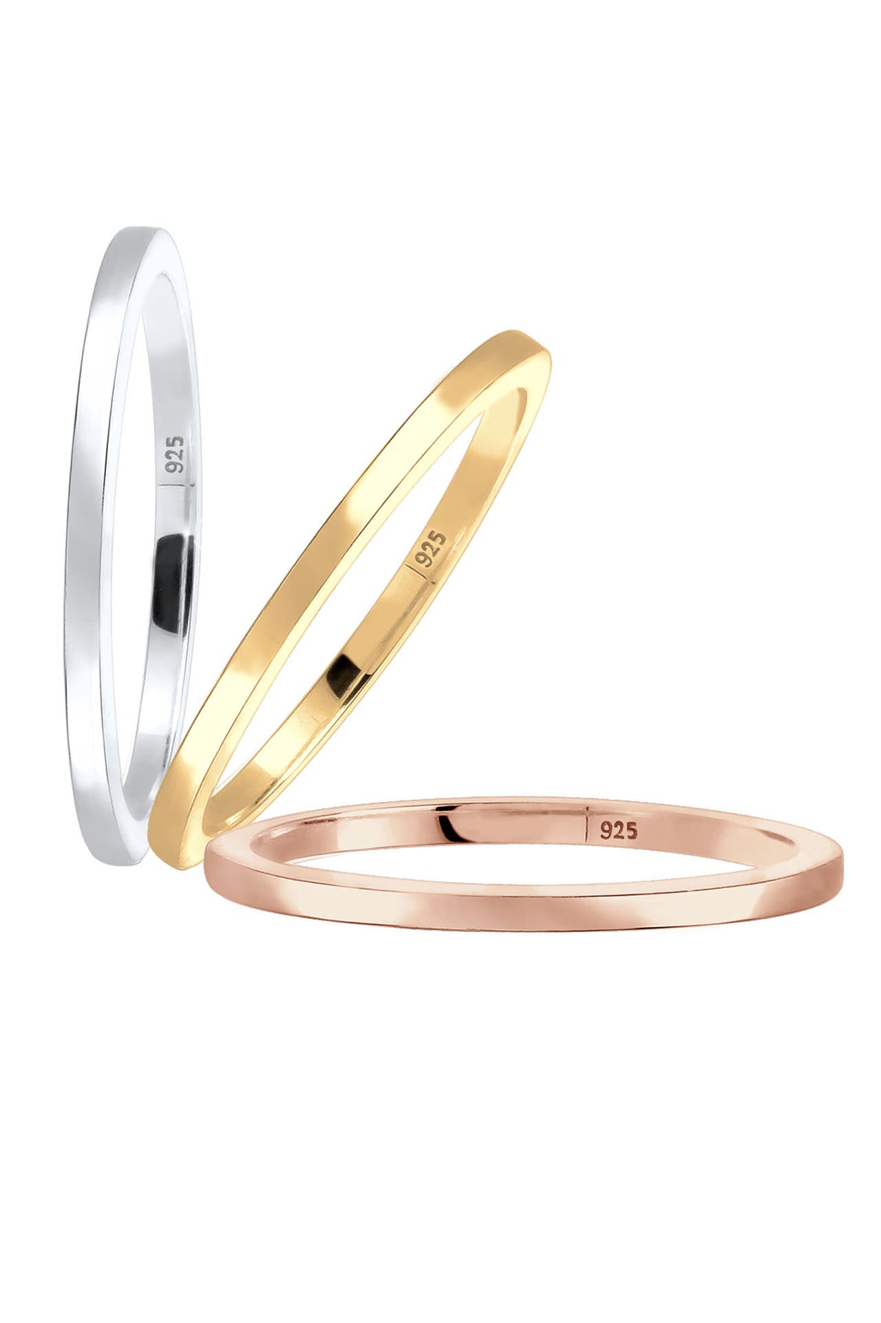 ELLI Ring (Set,3 tlg) Stacking-Rings Tricolor 925 Silber Gold, Bild 1
