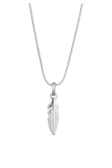 KUZZOI Kette Anhänger Feder 925 Sterling Silber Silber