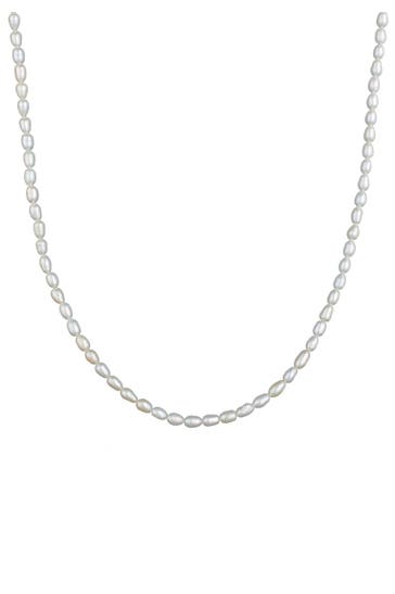 NENALINA Kette Zeitlos Klassik Süßwasserzuchtperlen 925 Silber Silber
