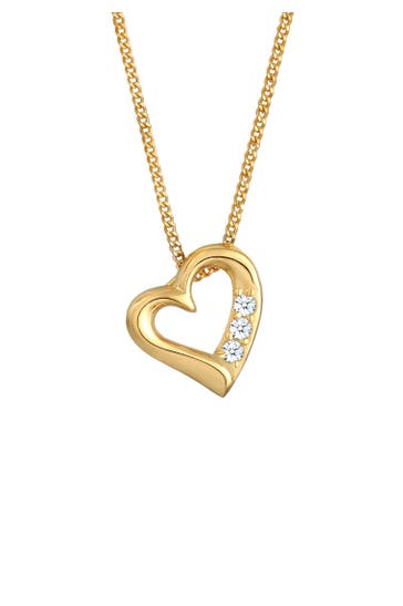 ELLI DIAMONDS Kette Herz Diamant Weiß Brillantschliff (0.045 ct) 585 Gelbgold Weiß