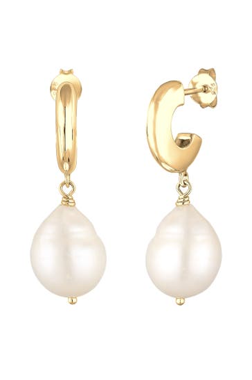 ELLI Ohrringe Barocke Süßwasserperlen Weiß 925 Sterling Silber Gold