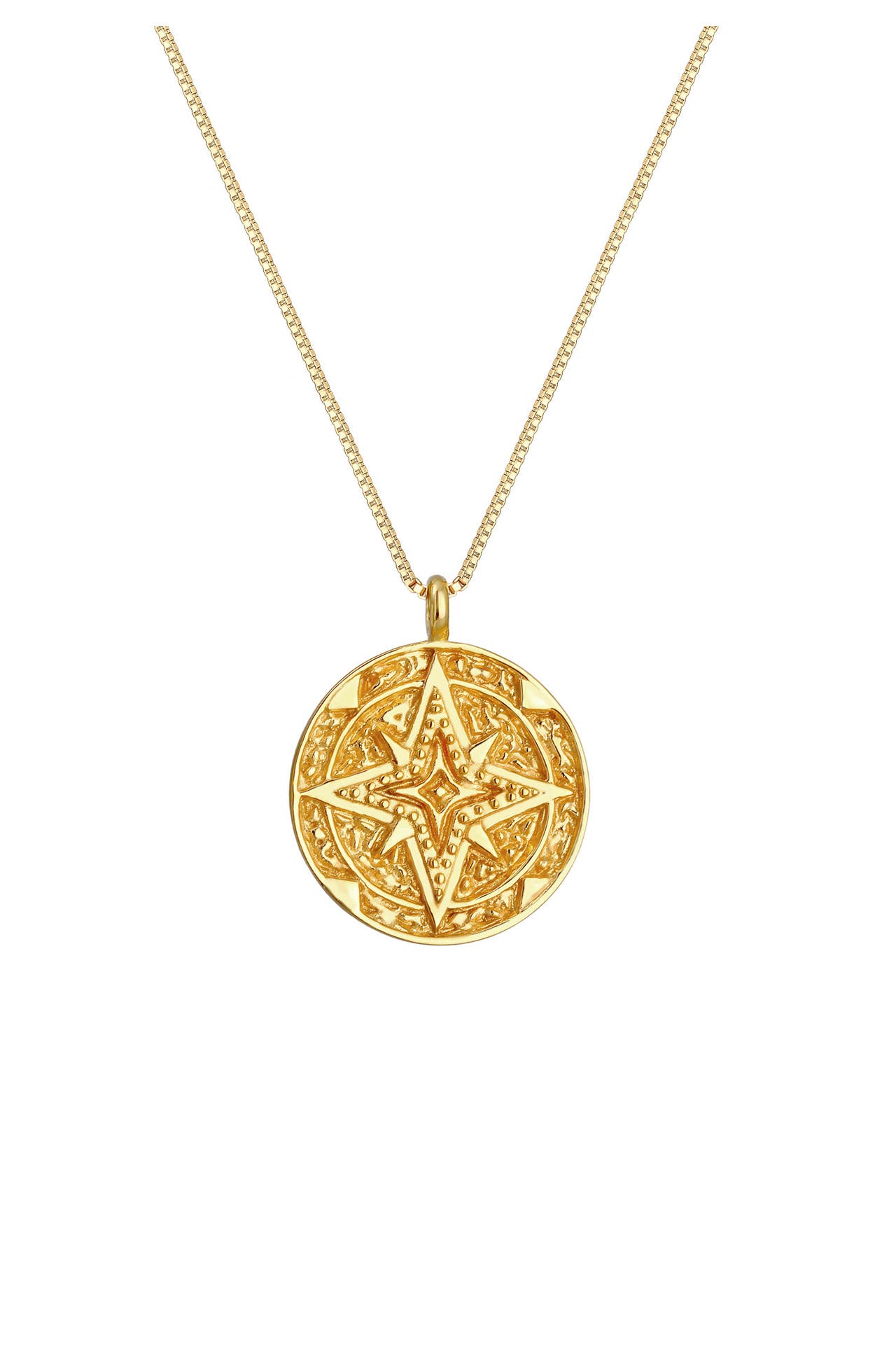ELLI Kette Nordstern Coin Plättchen Vintage 925 Silber Gold, Bild 1