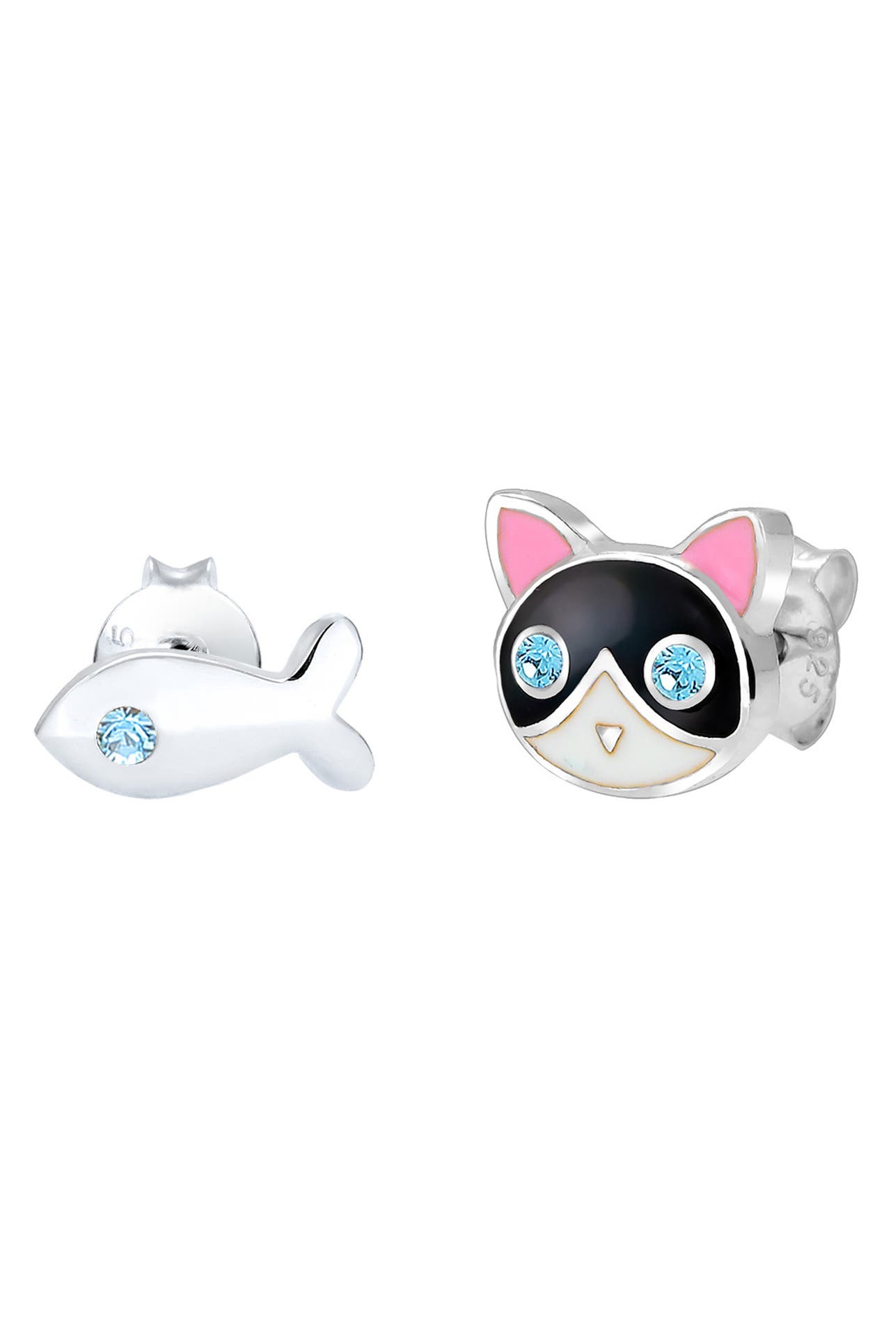ELLI Ohrringe Kinder Katze Fisch Kristalle 925 Silber, Bild 1
