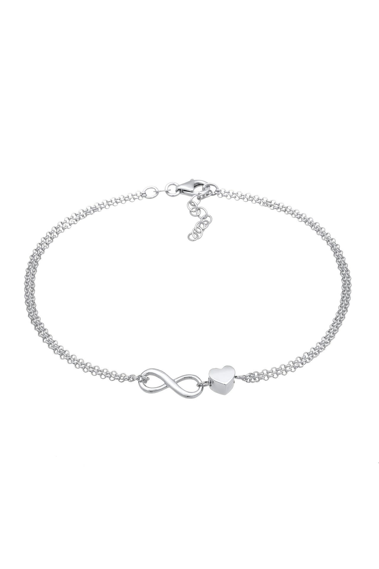 ELLI Fusskettchen Herz Unendlichkeit Infinity 925 Silber Silber, Bild 1