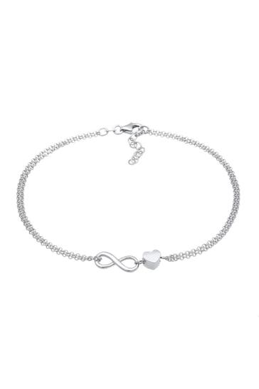 ELLI Fusskettchen Herz Unendlichkeit Infinity 925 Silber Silber