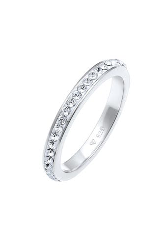 ELLI Ring Bandring 925 Silber vergoldet, mit Kristallen von Swarovski® Weiß
