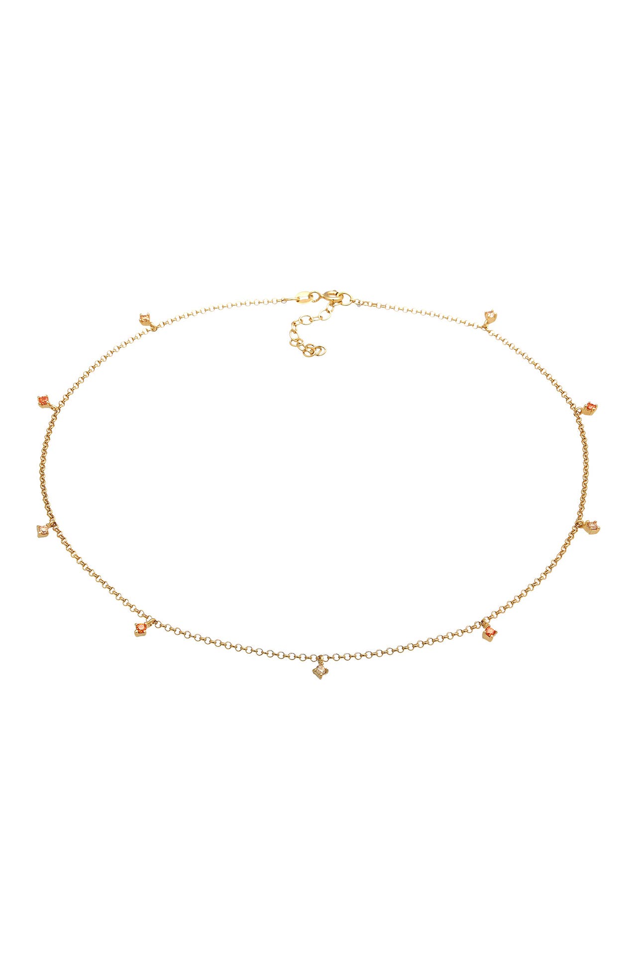 ELLI Kette Choker Solitär Zirkonia Elegant 925er Silber Orange, Bild 1