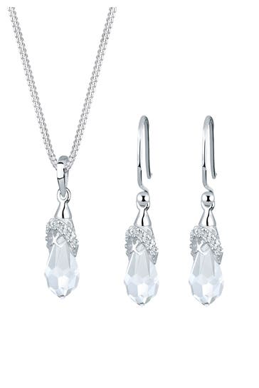 ELLI Schmuckset Tropfen 925 Silber, mit Kristallen von Swarovski® Weiß