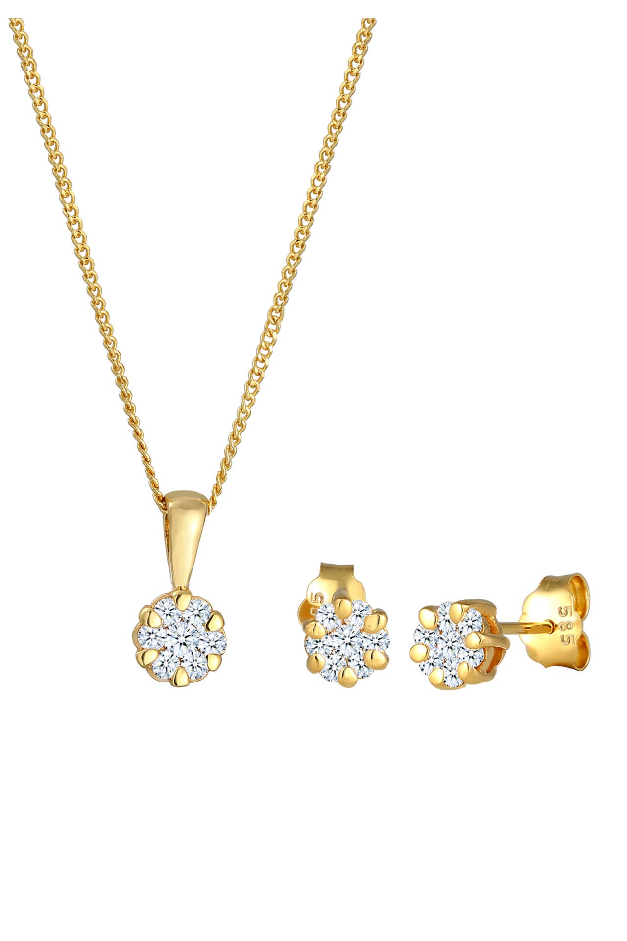 ELLI DIAMONDS Schmuckset Set mit Diamanten Weiß Blumen Look (0.36 ct) 585 Gelbgold Gold, Bild 1