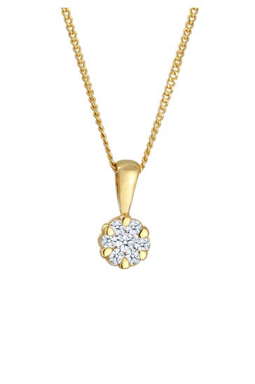 ELLI DIAMONDS Kette Diamant Weiß Brillantschliff (0.12 ct) 585 Gelbgold Gold