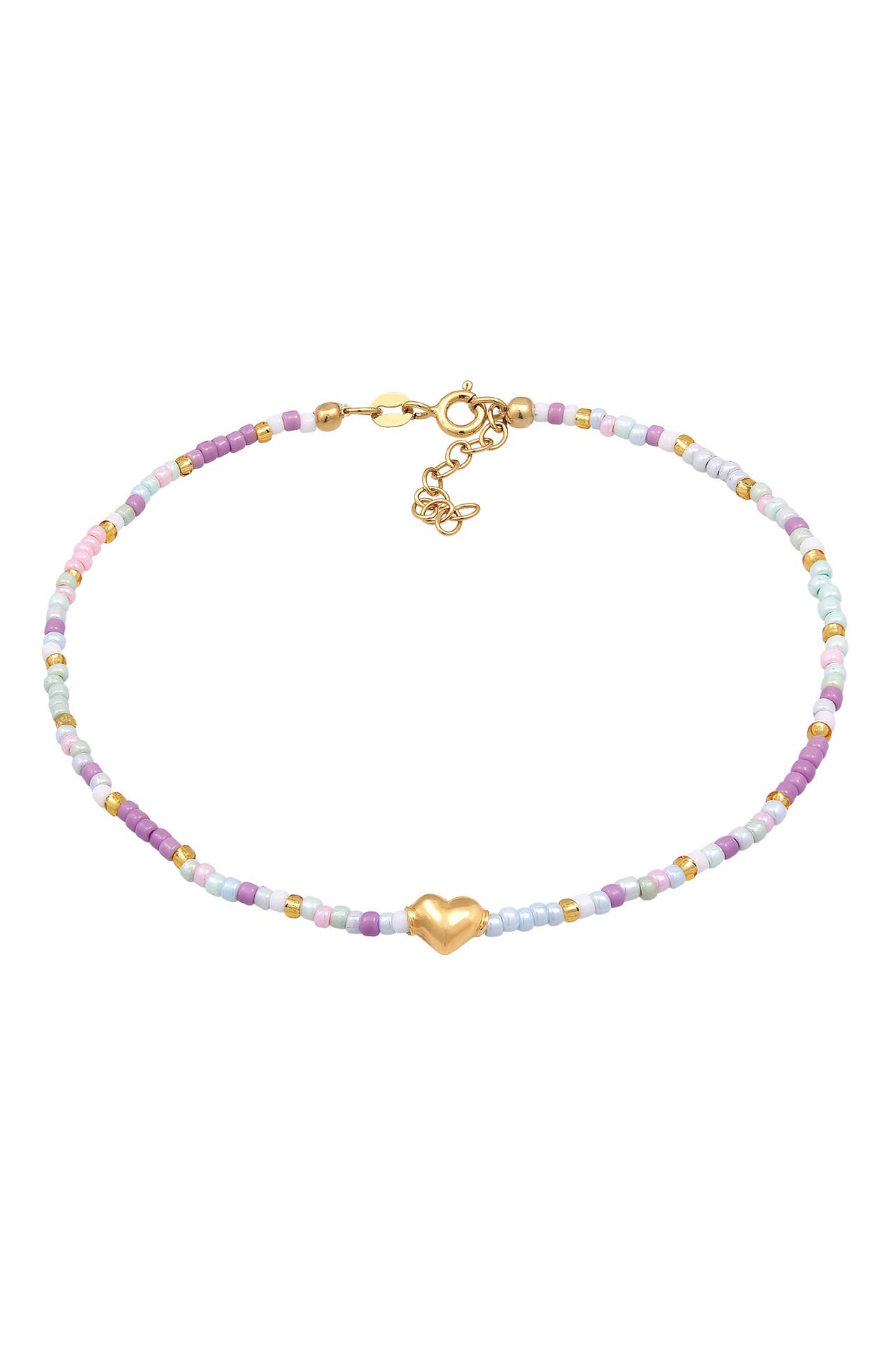 ELLI Fusskettchen Herz Glas Beads Sommer Style 925 Silber vergoldet Gold, Bild 1